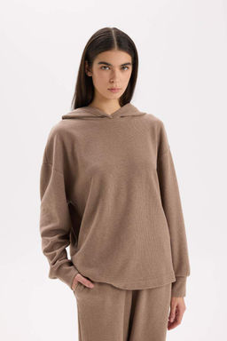 Повседневная базовая однотонная толстовка с капюшоном Relax Fit