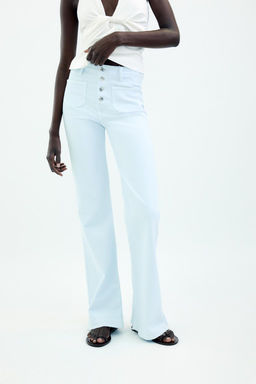 Z1975 HIGH-WAIST FLARE JEANS WITH BUTTONS - Zara фото 2