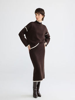 Beli Lastikli Y?rtma?l? Triko Kalem Etek