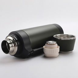 Термос из нержавеющей стали с узкой горловиной 1,5л Лукас д10см, h33,5см, горло д5см, полировка матовая, кнопка-клапан для налива, крышка-стаканчик, ручка, ремень, зеленый, TalleR (Китай) - Домашняя мода фото 2