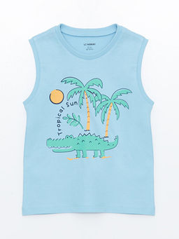 Bisiklet Yaka Kolsuz Bask?l? Erkek Bebek Atlet