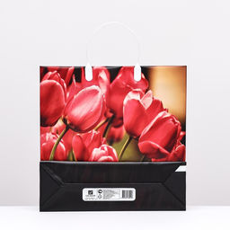 Цена за 10 шт. Пакет Тюльпаны, мягкий пластик, 30?30 см, 120 мкм