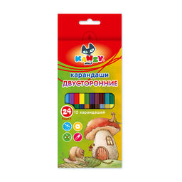 KANZY Набор двусторонних карандашей 24 цвета Лесная полянка DCP-2012 заточенный 8 х 24 цв