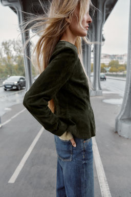 100% LEATHER JACKET WITH FLARED HEM - Zara фото 3