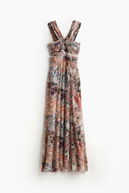 Vestido estampado con dise?o drapeado