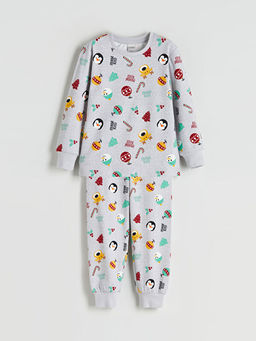 Bask?l? Erkek ?ocuk Pijama Tak?m?