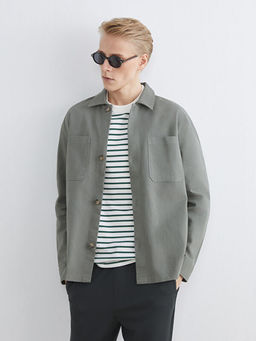 Regular Fit Uzun Kollu Gabardin Erkek G?mlek Ceket