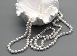 Бусы длинные из жемчуга шарик 7мм цвет белый, 110см