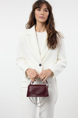 Bordo Dokulu Capraz Ask?l? Kad?n Mini Boy City Canta TWOAW25OC00001