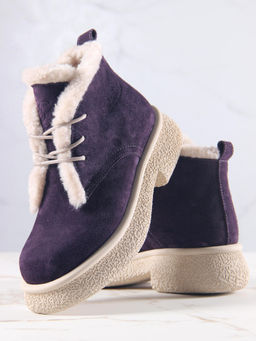 Ботинки 308.агатаw.Сливовая замша з/шерсть