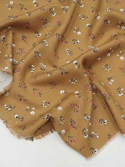 Плательная вискоза Весенние букетики на карамельно-коричневом, ш.1.49м, вискоза-100%, 135гр/м.кв - Купава фото 7