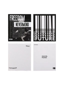 Набор тетрадей, 48 листов в клетку, Calligrata Black and White, серые листы, 4 штуки