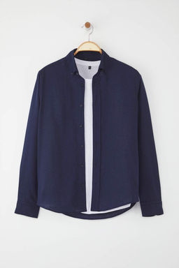 Trendyolmilla Man Mavi Regular Fit Keten Kar?s?ml? Erkek Gomlek TMNSS25GO00082 фото 2
