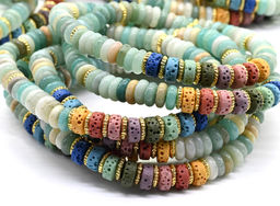 Браслет из амазонита диски 6*2мм со вставками из лавы, 16см