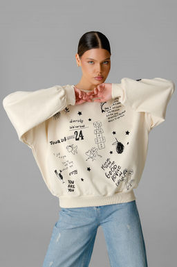 Арт. 15132/2 Свитшот женский оверсайз 46-52 (4 шт) Цвет:молочный