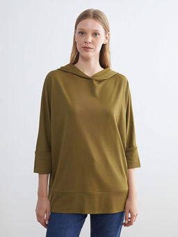 Kap??onlu Oversize Kad?n Sweatshirt Elbise
