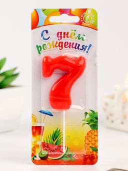 Цена за 3 шт. Свеча в торт «Красная», цифра 7
