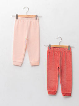 Beli Lastikli Kadife K?z Bebek Pijama Alt 2li