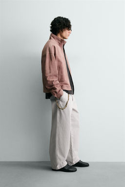CROPPED FIT LEATHER SPLIT SUEDE JACKET - Zara фото 4