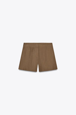 LINEN BLEND PLEATED BERMUDA SHORTS - Zara фото 6