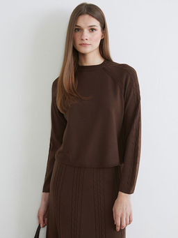 Bisiklet Yaka Kendinden Desenli Kad?n Triko Kazak