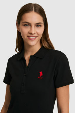 Kad_n Siyah Polo Yaka Basic Ti__rt