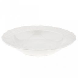 Тарелка глубокая фарфоровая "Диадема" д203мм h39мм, 450мл, белый, волнистый край (Китай)
