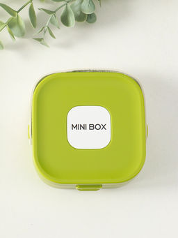 Шкатулка для украшений с зеркалом, с ручкой 3 ячейки, 3 полосы, зелёный, пластик, 9×9×3.8 см