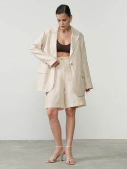 Шорты льняные 630 бежевые