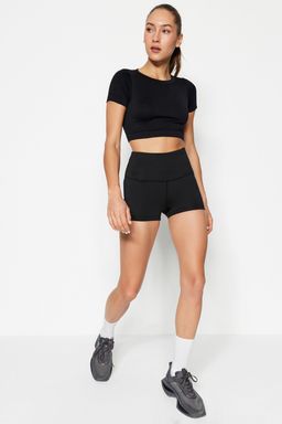 Siyah Toparlay?c? Belde Reflektor Bask?l? Orme Spor Ekstra Sort/K?sa Tayt THMSS23TY00019