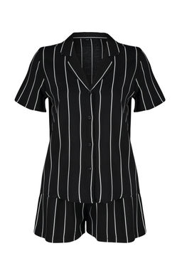 Trendyolmilla Siyah Cizgili Viskon Sortlu Dokuma Pijama Tak?m? THMSS24PT00012 фото 8