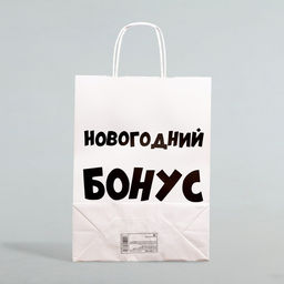 Цена за 3 шт. Пакет бумажный подарочный новогодний крафт Новогодний бонус, белый, 28?24?14 см