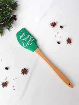 Лопатка кулинарная силиконовая 33х6,5 см с деревянной ручкой / ML-080 /уп 200/ Новогодняя/ 0,083 - Галеонтрейд фото 2