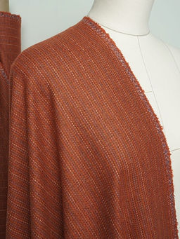 Шерсть пальтово-костюмная Твид Полоска-пунктир цв.кирпичный, ш.1.5м, шерсть-30%, п/э-70% - Купава фото 3