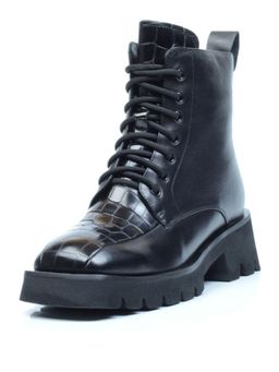01-CG34-1 BLACK Ботинки демисезонные женские (натуральная кожа, байка)