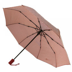 Зонт автомат Полоски ткань эпонж (полиэстер) с деколью, 8 лучей, д/купола 95см h56см, 3 сложения, 28см в сложенном виде, механизм против ветра, ручка с покрытием soft-touch, цвет красно-ванильный, 309гр (Китай) - Домашняя мода фото 3