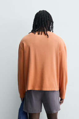 CAMISETA RELAXED FIT CUELLO PANADERO / Naranja - Zara фото 3