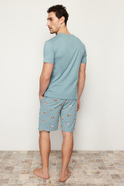 TRENDYOL MAN Mavi %100 Pamuk Regular Fit Bask?l? Orme Sortlu Yazl?k Pijama Tak?m? THMSS21PT0920 - Trendyolmilla фото 22