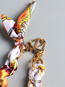 Брелок на 2 карабинах "Платок и цепочка" оранж 20х10х1,7 см