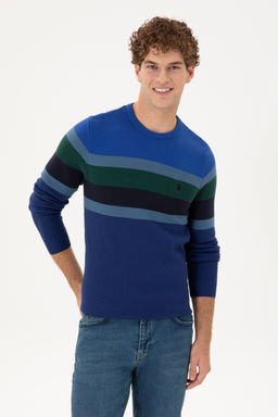 Erkek Slim Fit Bisiklet Yaka _ndigo Kazak - U.s. polo assn фото 8