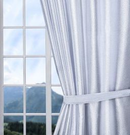 Арт. 3912/150, парча с люрексовой нитью, цвет - мерцающий белый, ГОТОВЫЕ ШТОРЫ, ширина от 150 см x высота 180 см (на шторной ленте)