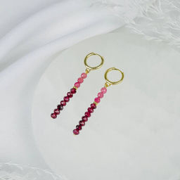 Серьги длинные из розового Турмалина и Граната (Пироп)