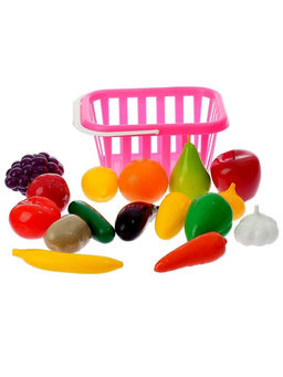 Игровой набор продуктов «Фрукты и овощи» в корзине, 17 предметов, МИКС