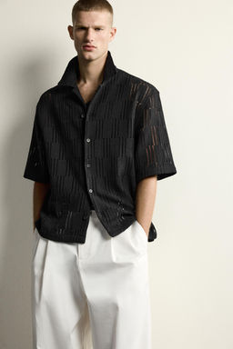 CAMISA RELAXED FIT ESTRUCTURA CALADA / Negro - Zara фото 5