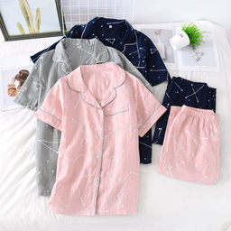 K12549 Костюм домашний: рубашка и брюки (хлопок) РОЗОВЫЙ