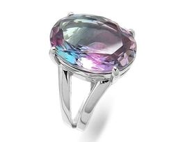 Кольцо из серебра радужный кварц роз-гол., Ю-100М40