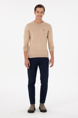 Erkek Slim Fit Bisiklet Yaka Kum Melanj Kazak - U.s. polo assn фото 4