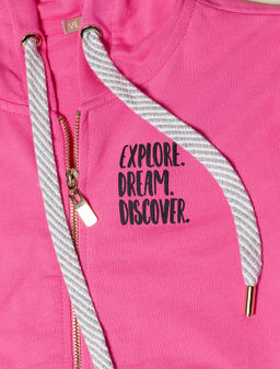 VILATTE / Худи на молнии из премиального футера с золотистой фурнитурой для девочки  фото 2