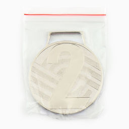 Медаль призовая 004, d=5 см «2 место», серебряная, без ленты