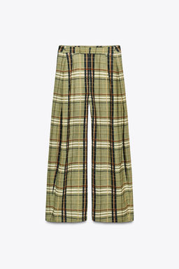 CHECKERED LINEN BLEND TROUSERS ZW COLLECTION - Zara фото 2